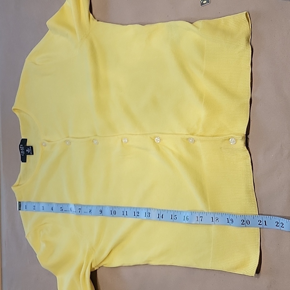 Chaps Size M Lemon Yellow Button Front Long Sleev… - image 7